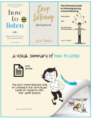 how to listen - paperback version - author signed plus print visual version plus deep listening book and cards plus The Ultimate Guide for Listening on a Zoom Video Conference – Host Version – Digital Edition Only